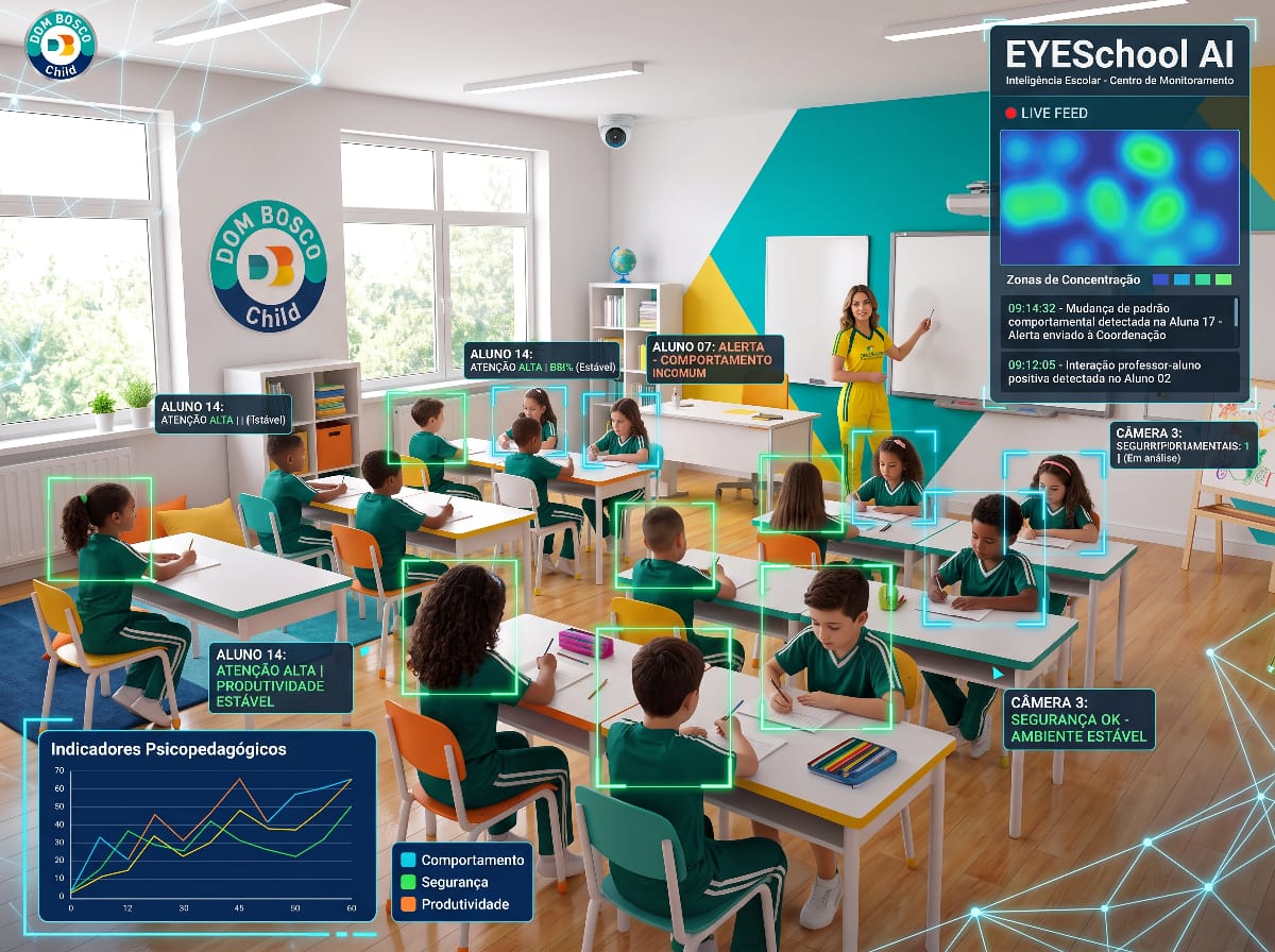 Centro de monitoramento da sala com registros de mudança de padrão e interação positiva